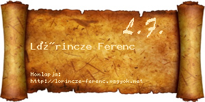 Lőrincze Ferenc névjegykártya